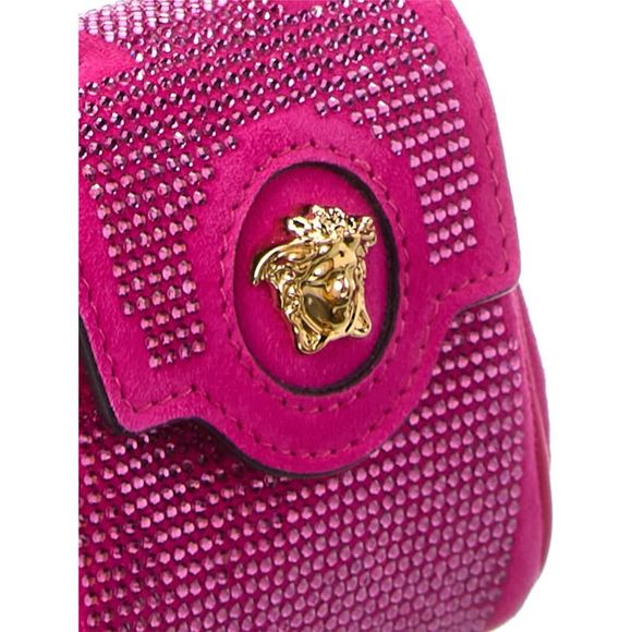 Versace La Medusa Studded Micro Suede Crossbody, Pink - Picture 3 of 4